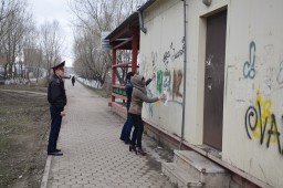 Сотрудники полиции совместно с волонтерами провели акцию по уничтожению граффити-рекламы наркотиков