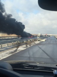 Авария с возгоранием транспортных средств на 240 км. автодороги Астана-Петропавловск!