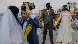 Свадебную фотосессию устроили на свалке в Актау