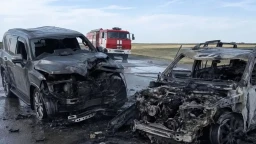 Пять человек погибли в ДТП в ​Акмолинской области, две машины сгорело