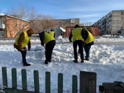 В Акмолинской области волонтеры помогли пенсионерке очистить двор от снега В Акмолинской области волонтеры помогли пенсионерке очистить двор от снега